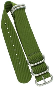 Stylowy pasek do zegarka NATO 039 w zielonym kolorze. Parciany materiał, długość 26 cm, szerokość 22 mm, stalowa sprzączka w srebrnym kolorze. Idealny do codziennych i sportowych stylizacji.1.jpg